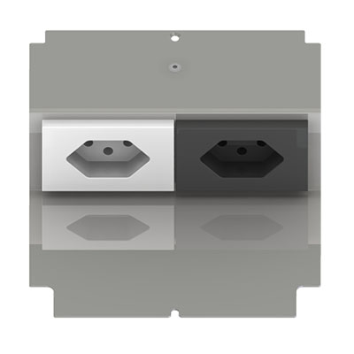 Steckdoseneinsatz für 2 FLF inkl. Erddraht, 1xT13, weiss und 1xT13, schwarz