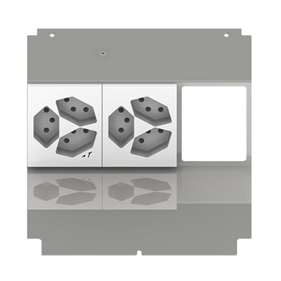Élément de prise pour 6 FLF, fil de terre inclus,1x 3xT13 blanc + 1x 3xT13/s blanc