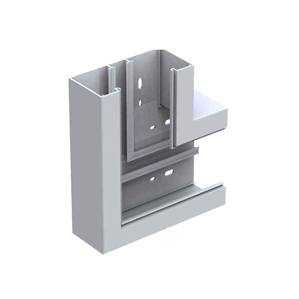 Flachwinkel zu Brüstungskanal BR 65x200/80T BR-FW, Gehrungsformteil, Schenkellänge = 200mm, Kunststoff reinweiss RAL 9010	