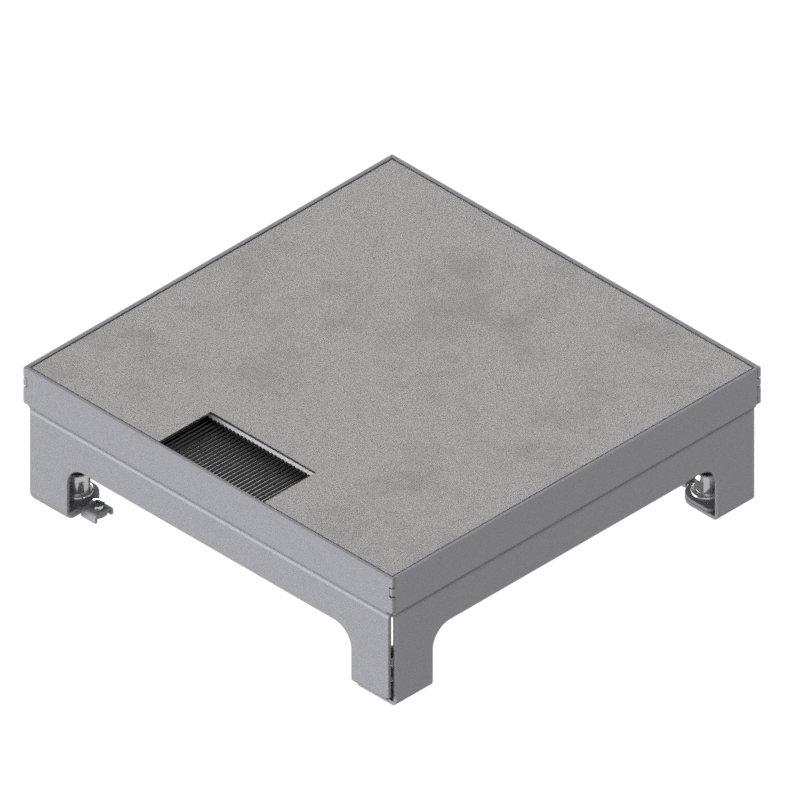 Unterflur-Bodendose UBD 210 small aus Chromstahl inkl. belegtem Deckel und 1 Bürstenauslass