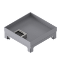 Boîte de sol UBD 210 small en acier inoxydable, couvercle avec bord, fermé, évidement de 25mm et 1 sortie de brosse inclus 