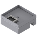 Boîte de sol pour charges lourdes UBD 160 small en acier inoxydable, couvercle avec bord, fermé, plaque de renforcement de 4 mm avec évidement de 16 mm et 1 sortie de brosse inclus