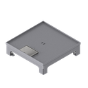 Boîte de sol UBD 210 small en acier inoxydable, couvercle inclus, plate (AGS), sans bord, évidement de 5mm et 1 sortie de cordon
