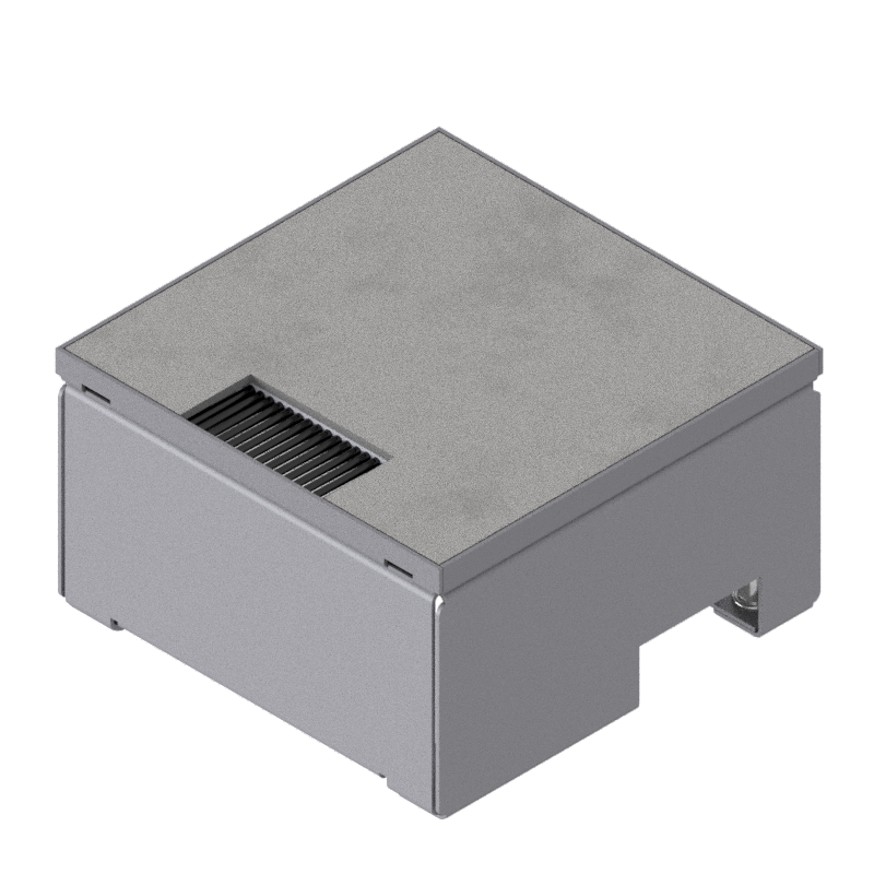 [UBD 162 163] Schwerlast-Unterflur-Bodendose UBD 160 aus Chromstahl inkl. belegtem Deckel, 4mm Verstärkungsplatte und 1 Bürstenauslass
