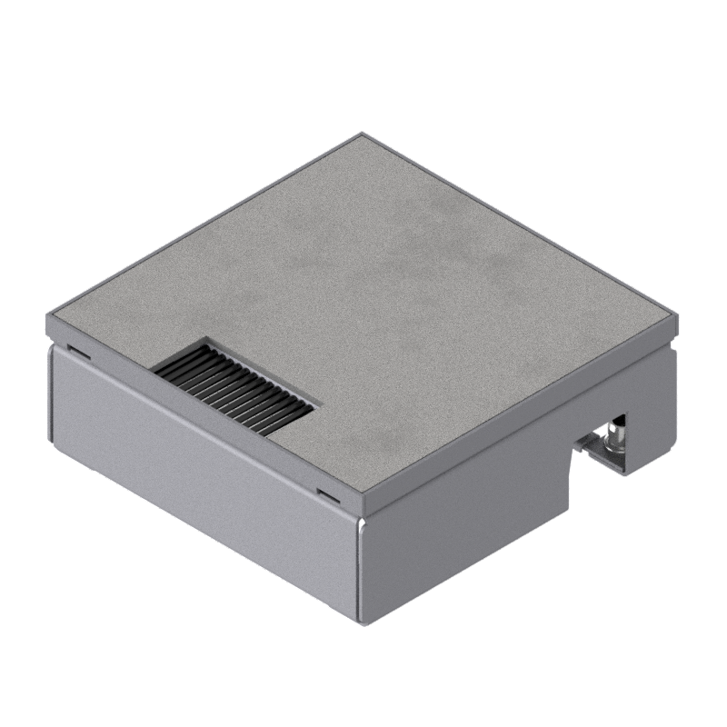 [UBD 167 163] Schwerlast-Unterflur-Bodendose UBD 160 small aus Chromstahl inkl. belegtem Deckel und 4mm Verstärkungsplatte und 1 Bürstenauslass