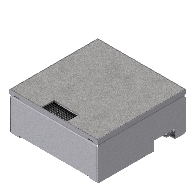 [UBD 212 163] Schwerlast-Unterflur-Bodendose UBD 210 aus Chromstahl inkl. belegtem Deckel mit 4mm Verstärkungsplatte und 1 Bürstenauslass