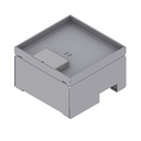 Boîte de sol UBD 160 en acier inoxydable, couvercle avec bord, fermé, évidement de 15mm et 1 sortie de cordon inclus