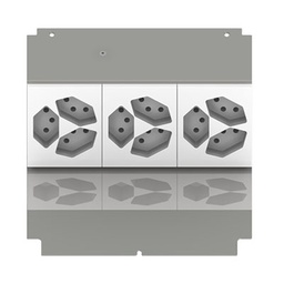 [UBD 210 222] Steckdoseneinsatz für 6 FLF inkl. Erddraht, 3x 3xT13, weiss