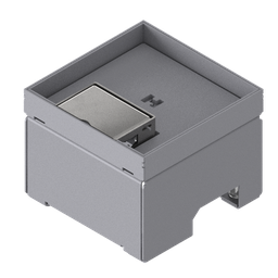 [UBD 132 161] Schwerlast-Unterflur-Bodendose UBD 130 aus Chromstahl inkl. Deckel mit Kante, geschlossen, und 4mm Verstärkungsplatte mit 16mm Vertiefung und 1 Schnurauslass