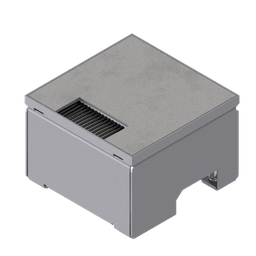 [UBD 132 163] Schwerlast-Unterflur-Bodendose UBD 130 aus Chromstahl inkl. belegtem Deckel, 4mm Verstärkungsplatte und 1 Bürstenauslass